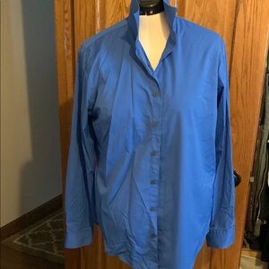 Express performance men's classic large long sleeve dress shirt Blue Button-Up